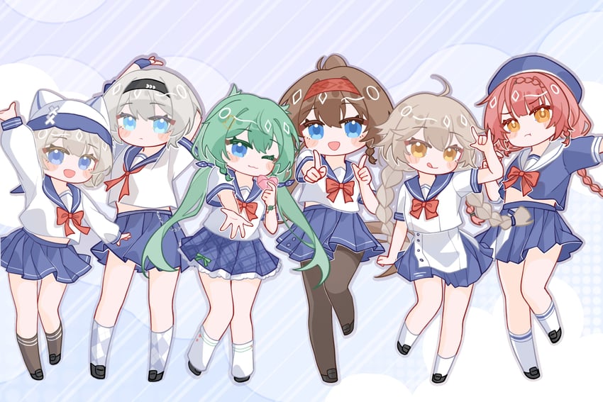 verthandi, osiris, thor, leviathan, zenkibo tengu, and 1 more (aether gazer) drawn by xiaoqizi12