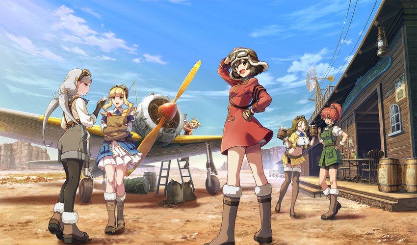 kirie, emma, chika, leona, kate, and 1 more (kouya no kotobuki hikoutai)