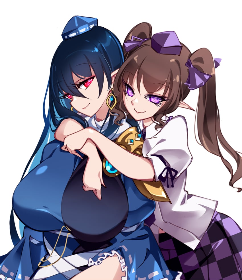 himekaidou hatate and iizunamaru megumu (touhou) drawn by raptor7
