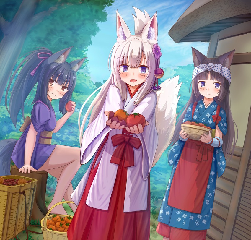 koyoi, mutsuki, and kunoichi-chan (original) drawn by iroha_(iroha_matsurika)