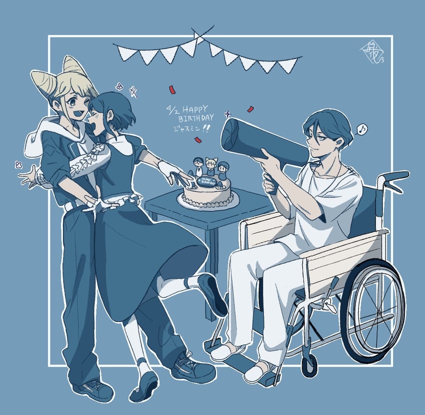 fukurai azami, meguriya ayumu, and jasmine (toshi densetsu kaitai center) drawn by nagiya_r