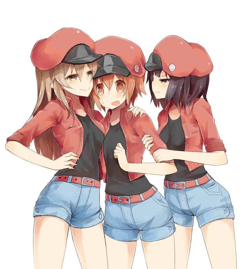 red blood cell, ae-3803, aa-5100, and nt-4201 (hataraku saibou) drawn by arashiya