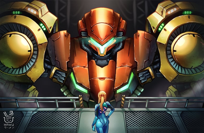 samus aran (metroid and 1 more) drawn by hakuramen