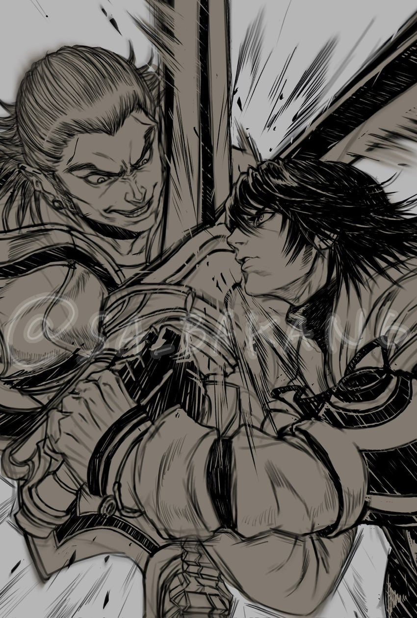 caim and inuart (drag-on dragoon and 1 more) drawn by sa_bakan6
