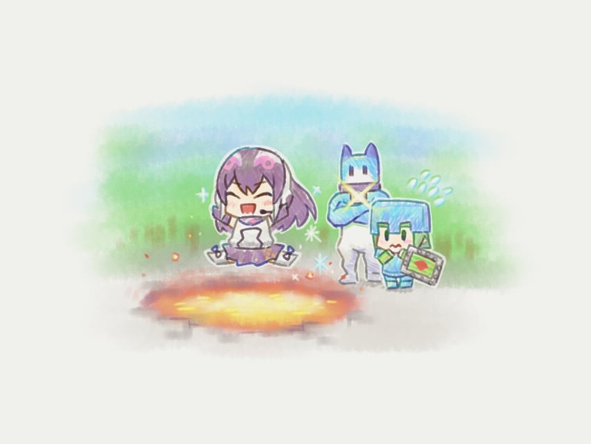 lucky beast, african penguin, and red-eared slider (kemono friends and 2 more) drawn by kuroi_ani