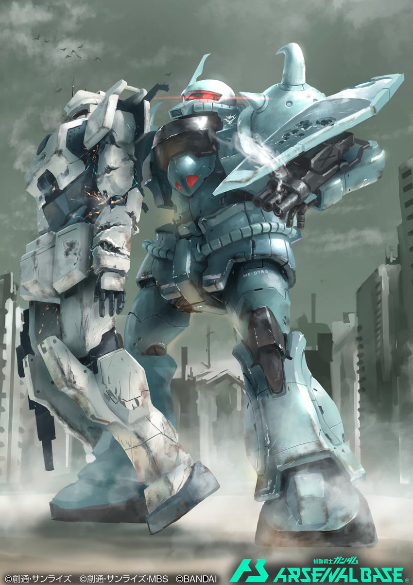 gouf custom and gundam ez8 (gundam and 3 more) drawn by takuan_(a_mood_home)