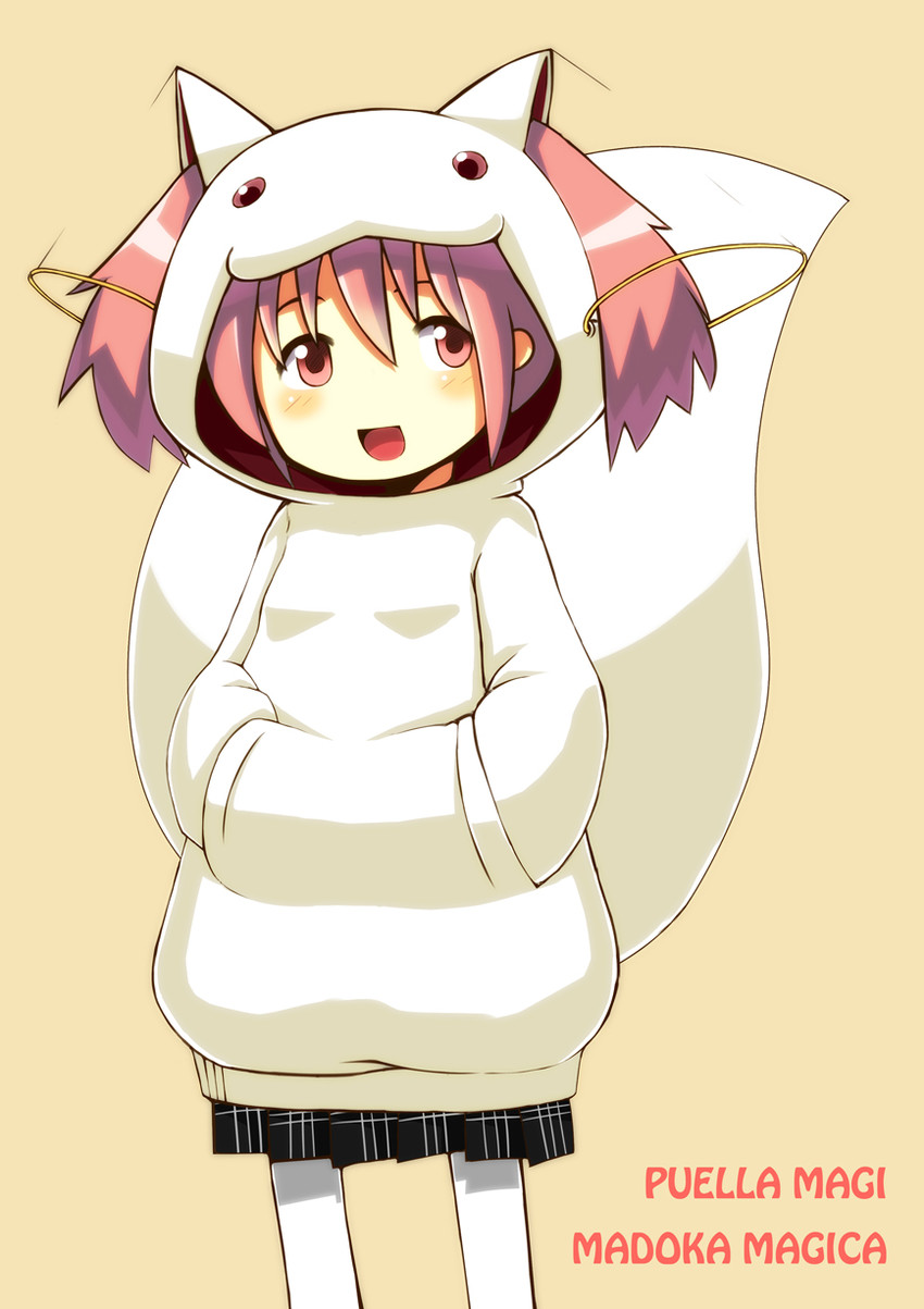 kaname madoka and kyubey (mahou shoujo madoka magica) drawn by kamata_yuuya