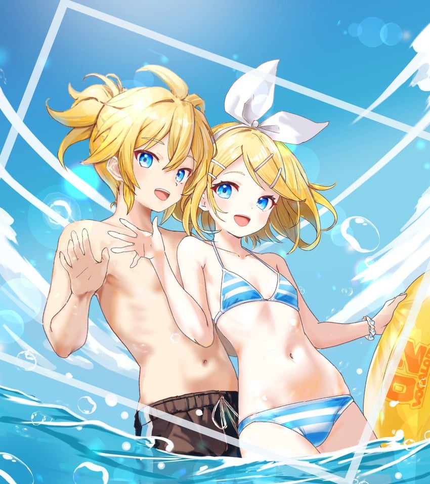 kagamine rin and kagamine len (vocaloid) drawn by yukihane_(snowowl515)