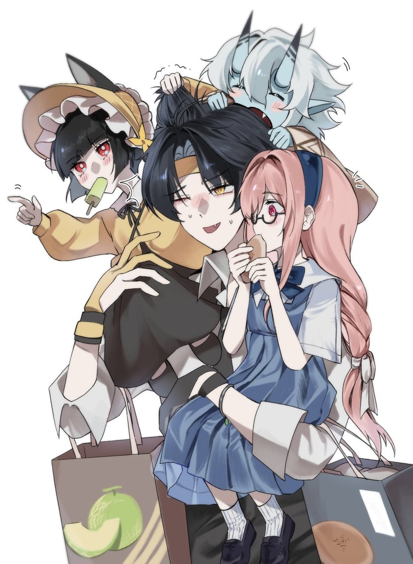 hoshimi miyabi, tsukishiro yanagi, soukaku, and asaba harumasa (zenless zone zero) drawn by nangwhid