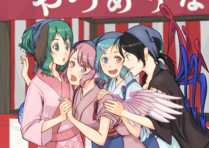 tatara kogasa, mystia lorelei, houjuu nue, kasodani kyouko, and okamisty (touhou) drawn by kitano_(kitanosnowwhite)