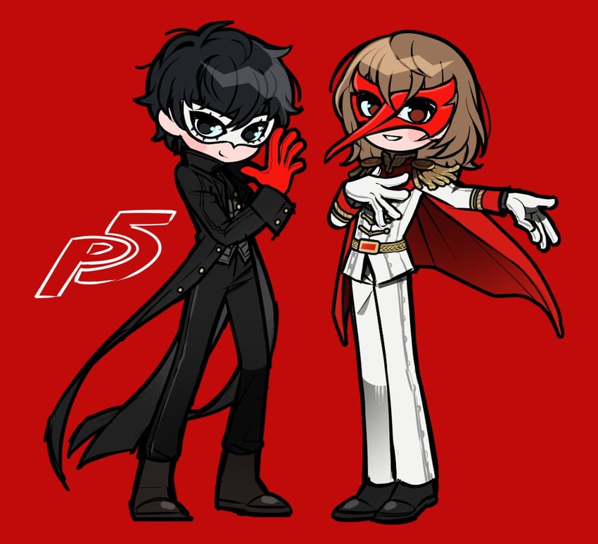 amamiya ren, akechi gorou, joker, and crow (persona and 1 more) drawn by jjjjtaaaku