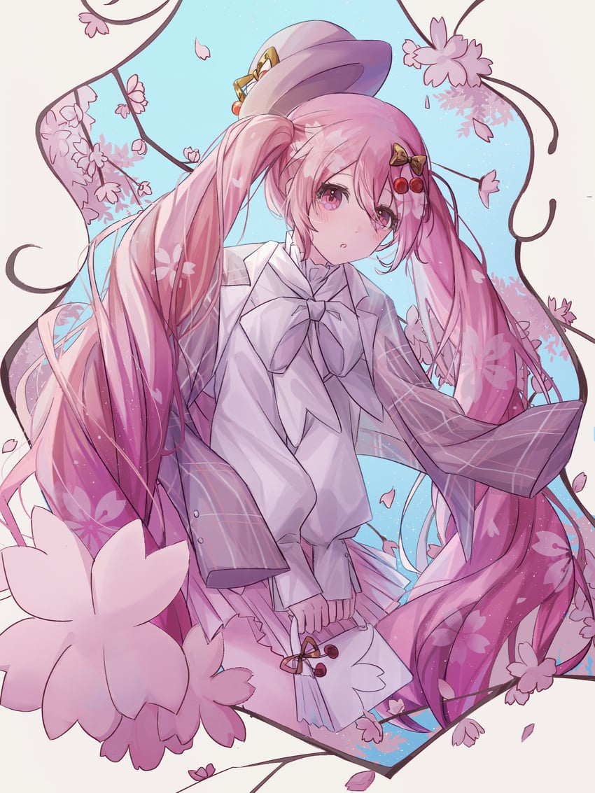 hatsune miku and sakura miku (vocaloid) drawn by lan_su