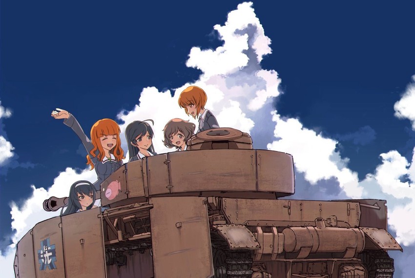 nishizumi miho, akiyama yukari, takebe saori, reizei mako, and isuzu hana (girls und panzer) drawn by saku_(saku1151)