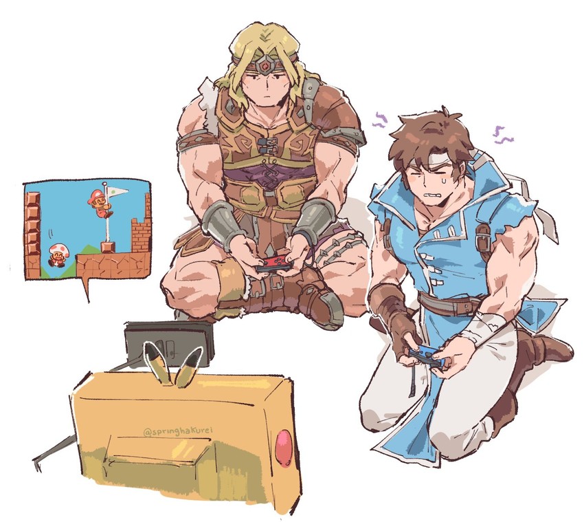 pikachu, mario, toad, richter belmont, red toad, and 1 more (pokemon and 7 more) drawn by jeto_(jetopyon)