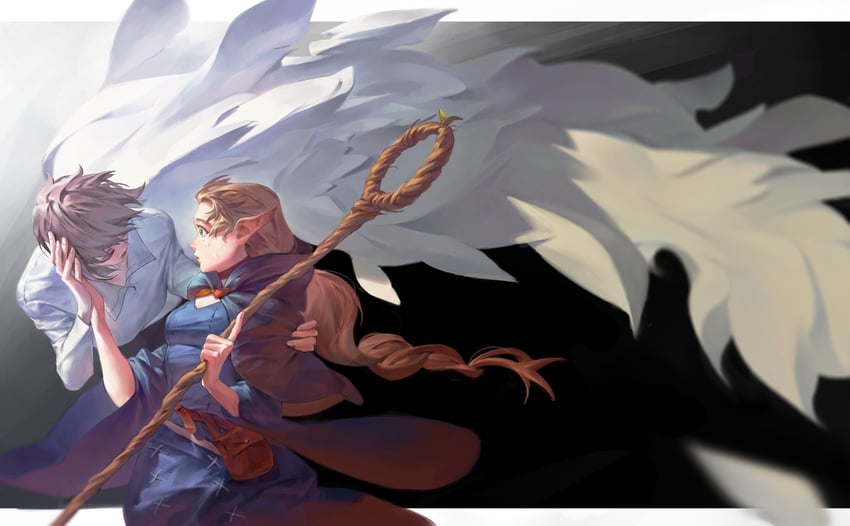 marcille donato and falin touden (dungeon meshi) drawn by duuwgo