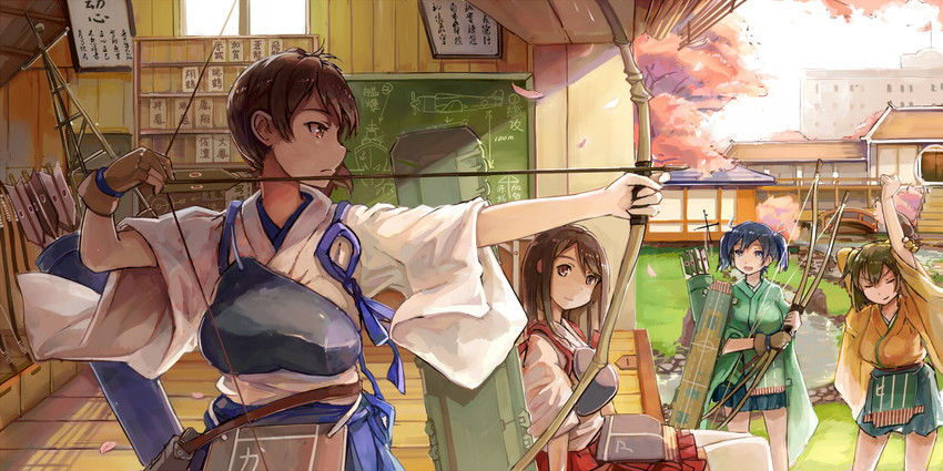 kaga, akagi, souryuu, and hiryuu (kantai collection) drawn by spark_(sandro)
