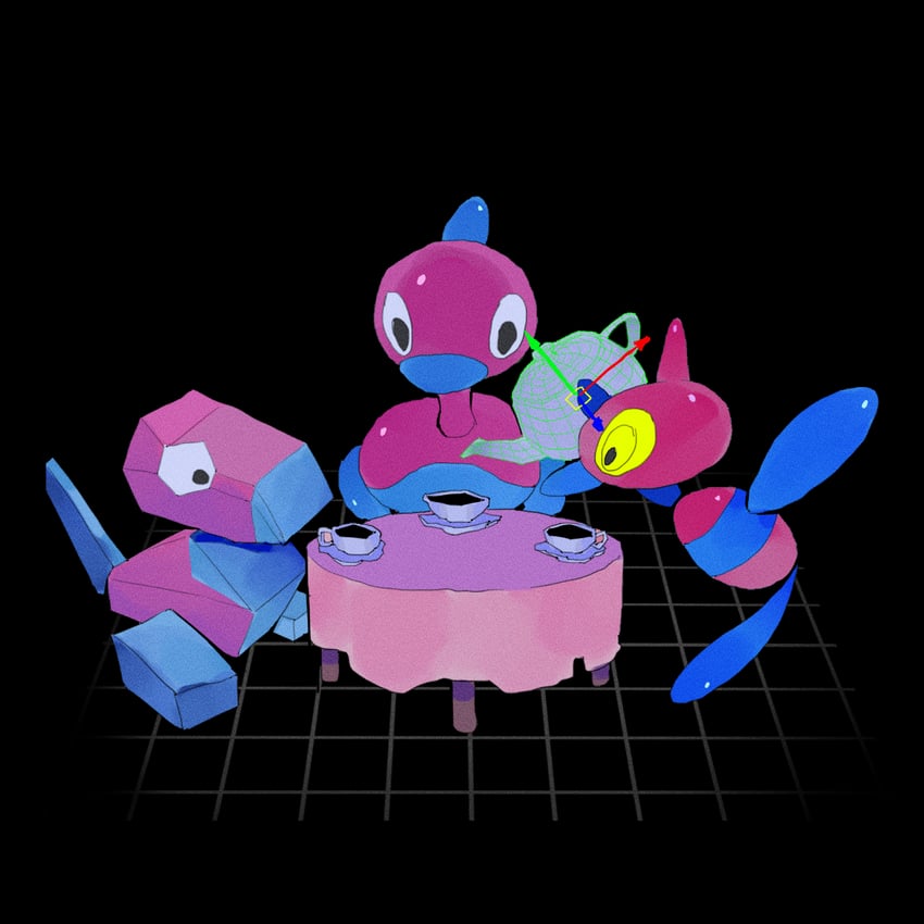 porygon-z, porygon, and porygon2 (pokemon) drawn by huo_jian