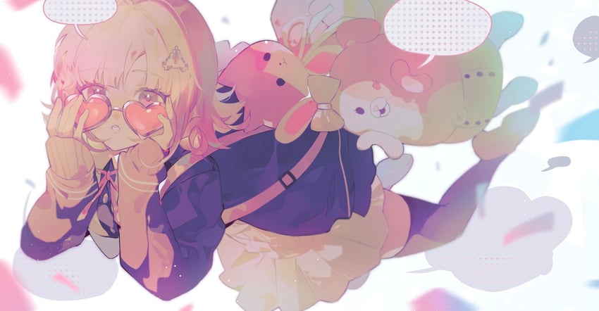 nanami chiaki and monomi (danganronpa and 2 more) drawn by cangshu_cao