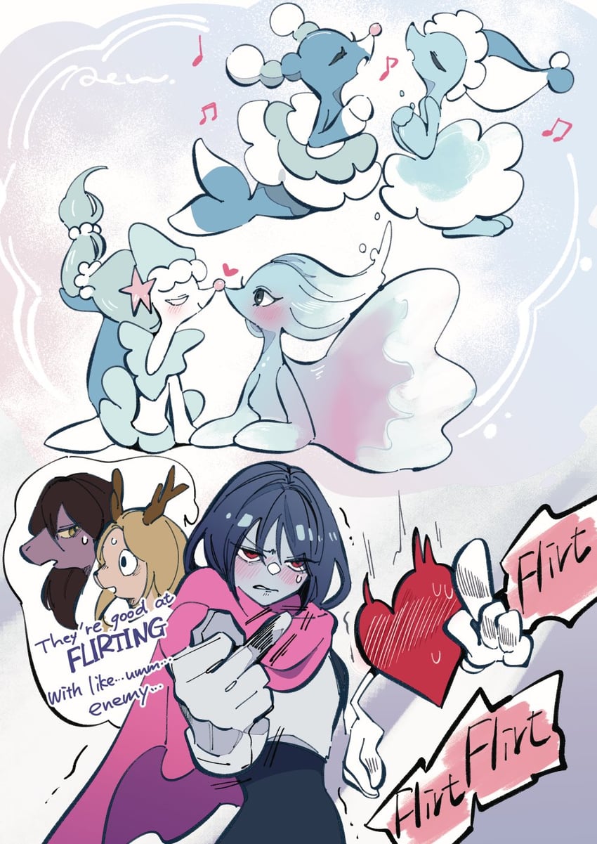 primarina, kris, susie, noelle holiday, brionne, and 3 more (pokemon and 1 more) drawn by rendoll