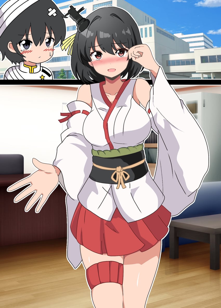 admiral, yamashiro, and little boy admiral (kantai collection) drawn by kinako_mochi_(pixiv100419090)