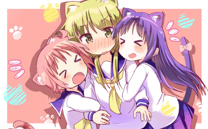 ichii yui, hinata yukari, and nonohara yuzuko (yuyushiki) drawn by tatsunokosso