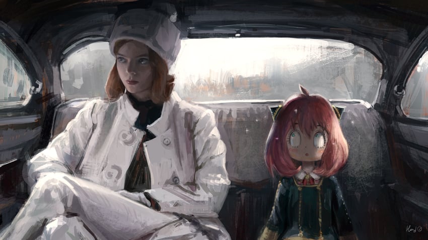 anya, anya taylor-joy, and elizabeth harmon (spy x family and 1 more) drawn by elvafirst