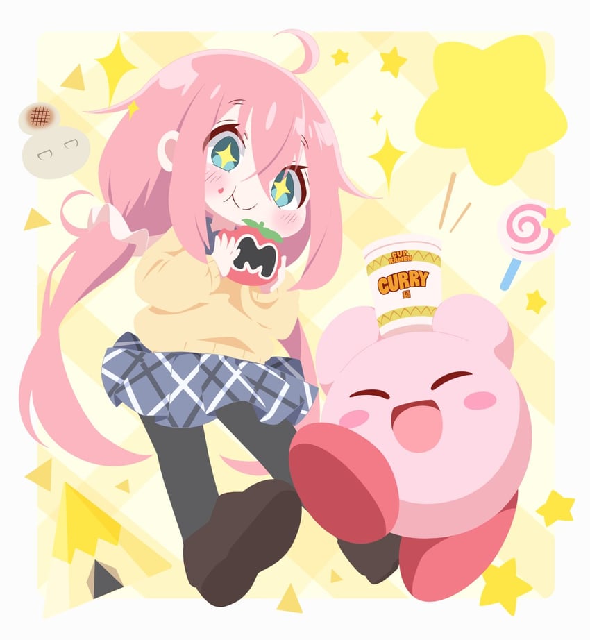 kirby and kagamihara nadeshiko (kirby and 1 more) drawn by neru_(neruneruru)