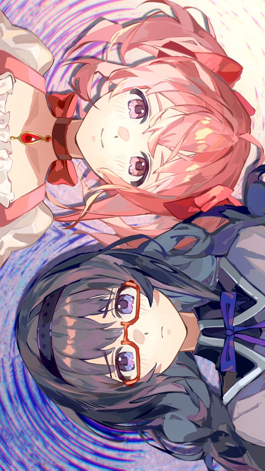 akemi homura and kaname madoka (mahou shoujo madoka magica) drawn by o3o2sao