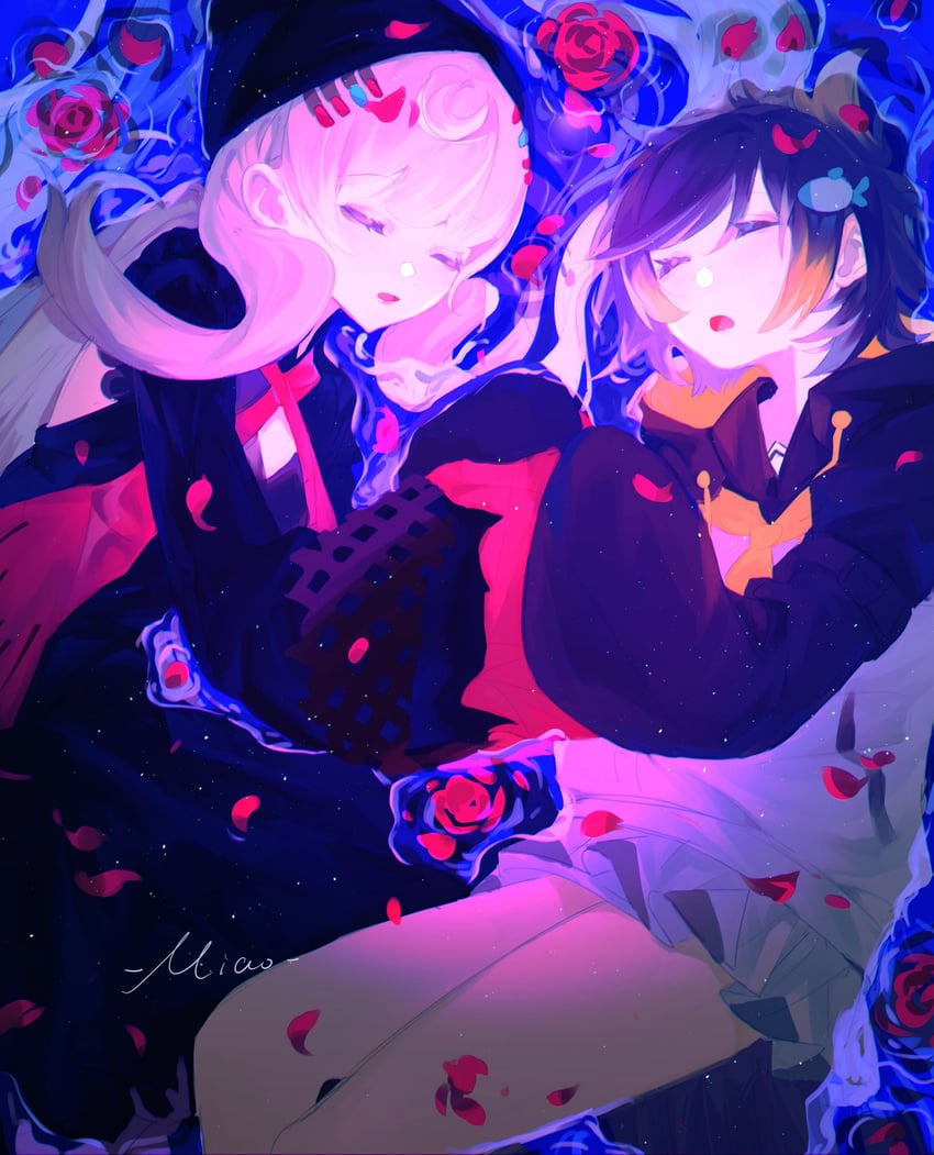 petra gurin and reimu endou (nijisanji and 1 more) drawn by miao94236