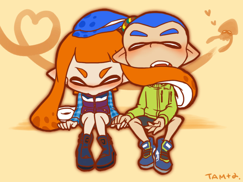inkling player character, inkling girl, and inkling boy (splatoon and 1 more) drawn by tama_2400