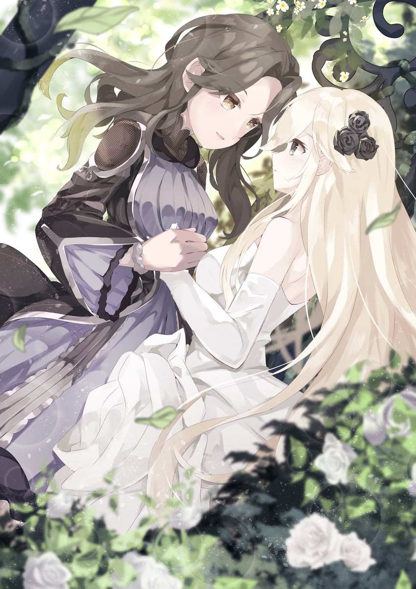 garden rose maiden and aromage marjoram (yu-gi-oh!) drawn by winegrapeivy