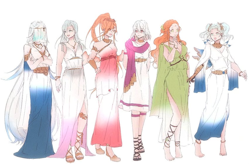 nophica, halone, menphina, azeyma, llymlaen, and 1 more (final fantasy and 1 more) drawn by ff14hioo_oo7