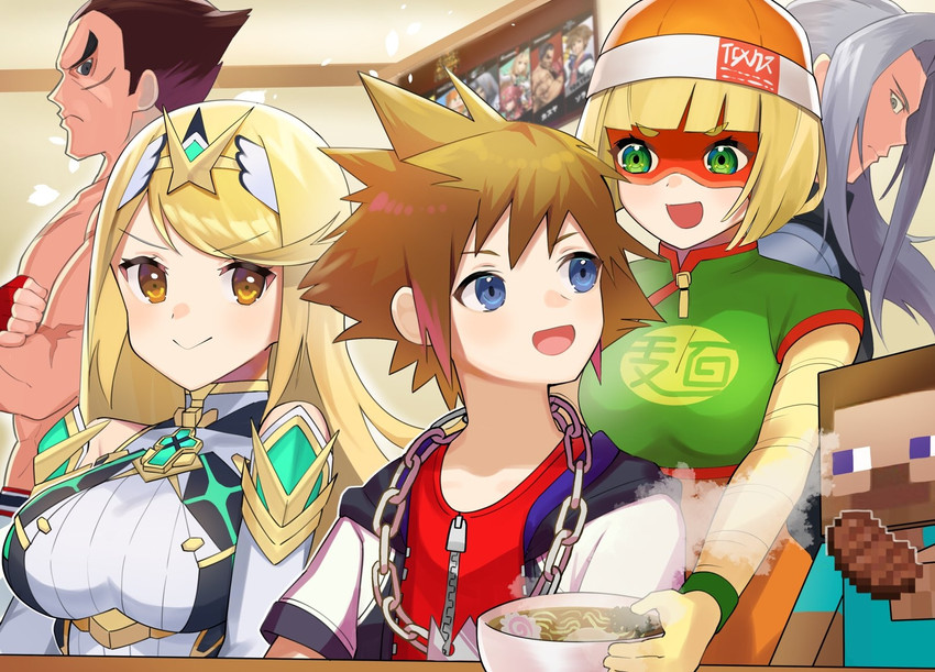 pyra, sephiroth, sora, mythra, mishima kazuya, and 3 more (final fantasy and 9 more) drawn by katwo