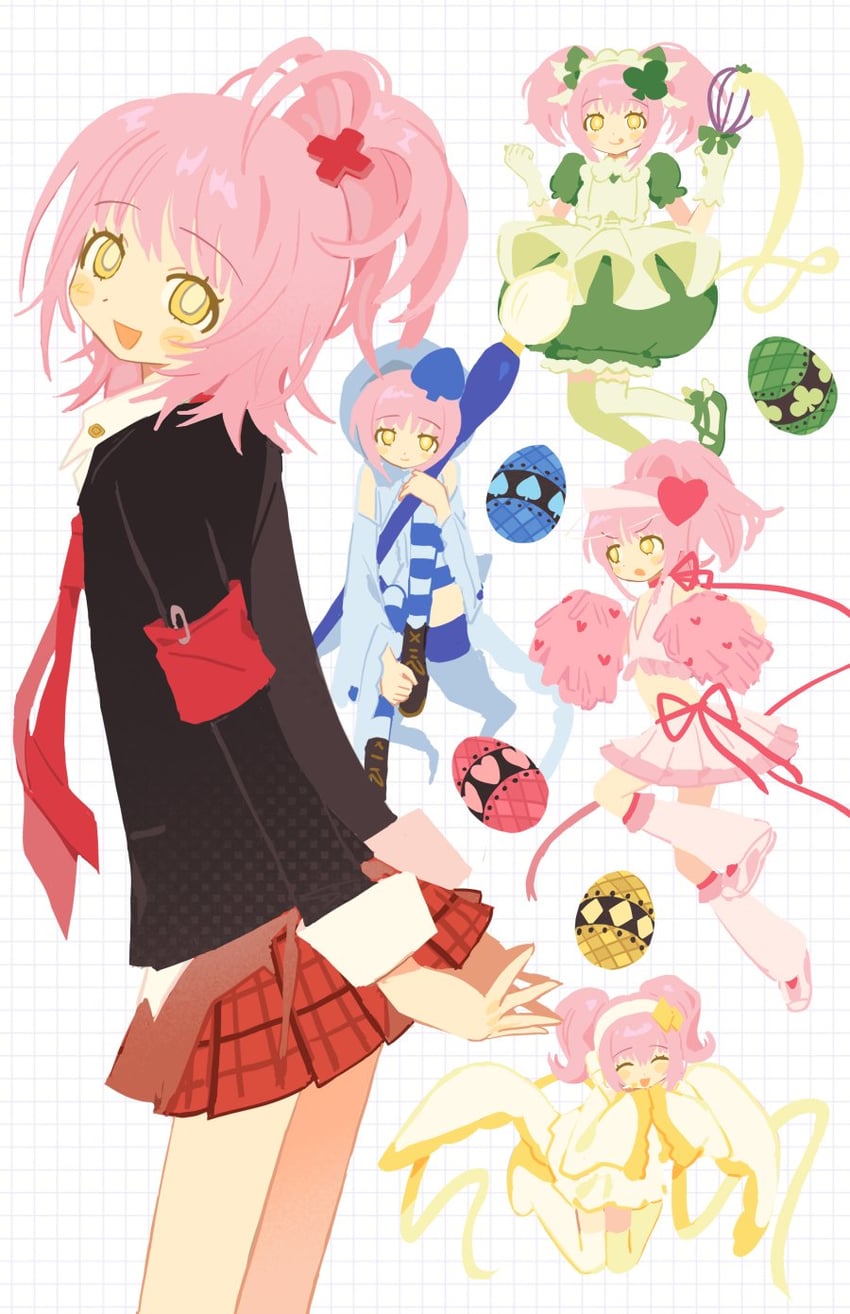 hinamori amu, amulet heart, amulet clover, amulet spade, and amulet dia (shugo chara!) drawn by mota_(motaberrie)