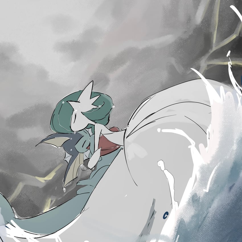 gardevoir, mega gardevoir, and vaporeon (pokemon) drawn by takashi_(pixiv_80298118)