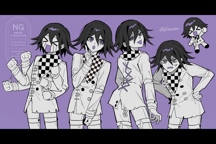 oma kokichi (danganronpa and 1 more) drawn by qiretsu