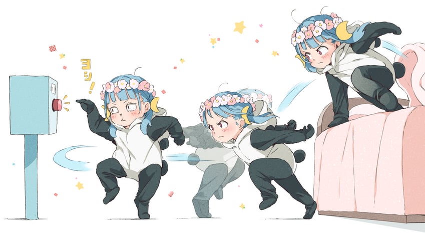 monday-chan (original and 2 more) drawn by gomennasai