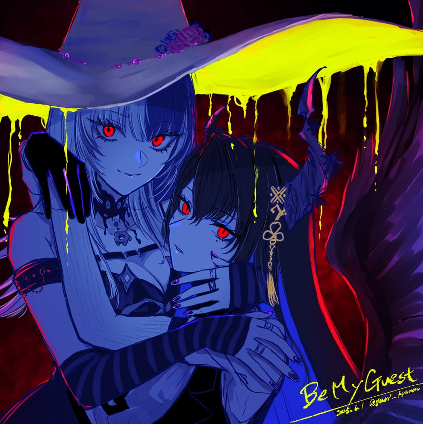 shiori novella and nerissa ravencroft (hololive and 3 more) drawn by yuri_kyanon