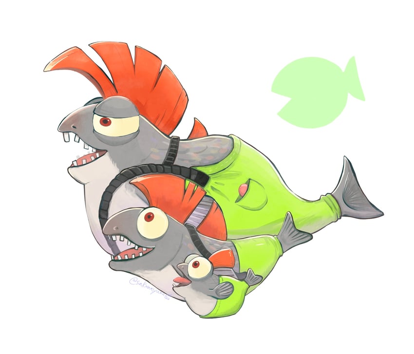smallfry, chum, and cohock (splatoon and 1 more) drawn by ayan_(ayan_00o)