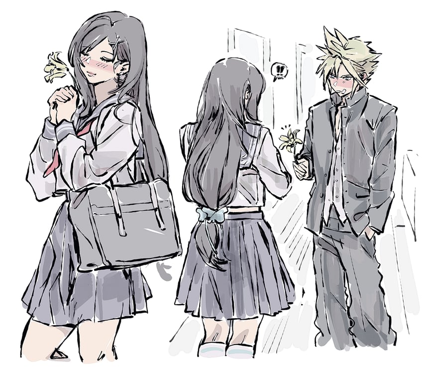 tifa lockhart and cloud strife (final fantasy and 2 more) drawn by morgengischt