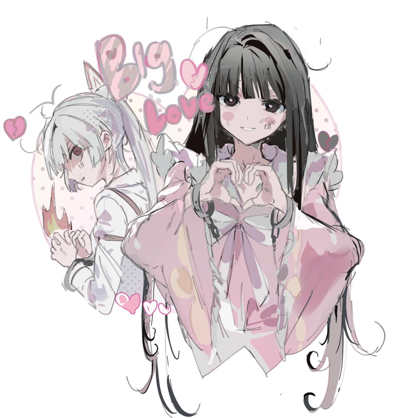 fujiwara no mokou and houraisan kaguya (touhou) drawn by sesmkun