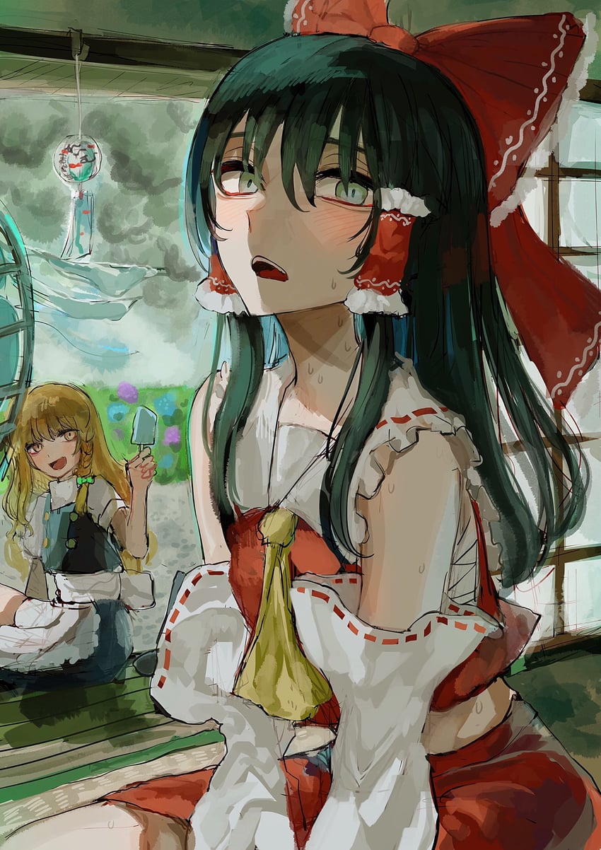 hakurei reimu and kirisame marisa (touhou) drawn by rin_(rin7kan7)