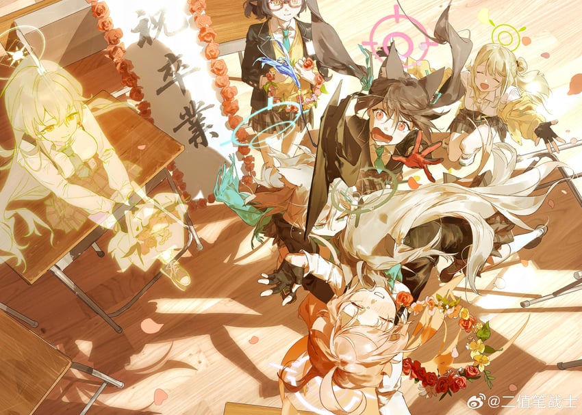 shiroko, hoshino, nonomi, shiroko terror, serika, and 2 more (blue archive) drawn by yu-y_(824412)