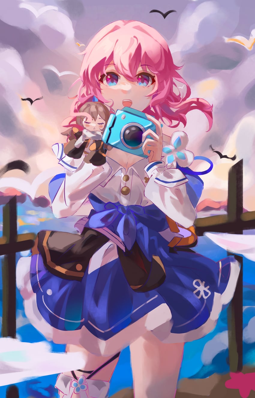 trailblazer and march 7th (honkai and 1 more) drawn by lk_luke