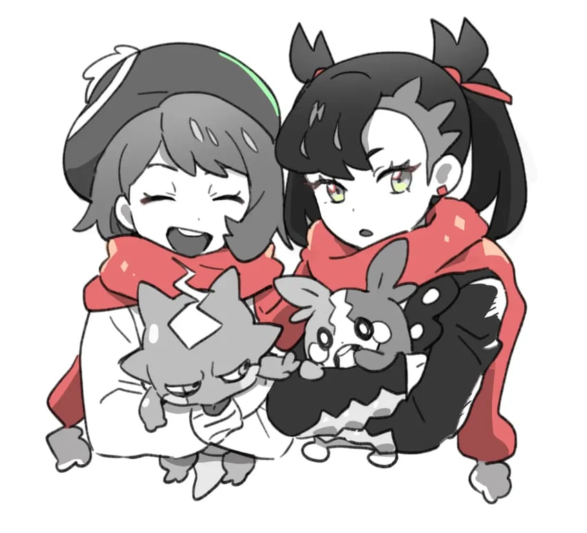 marnie, gloria, morpeko, and toxel (pokemon and 1 more) drawn by dede_(qwea_00000)