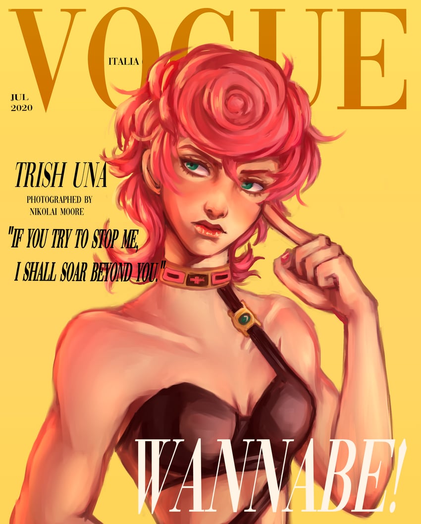 trish una (jojo no kimyou na bouken and 2 more) drawn by kingofwhitelies