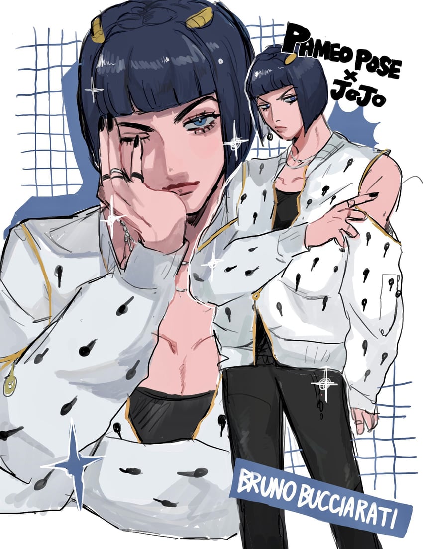 bruno bucciarati (jojo no kimyou na bouken and 1 more) drawn by matubaru_chan