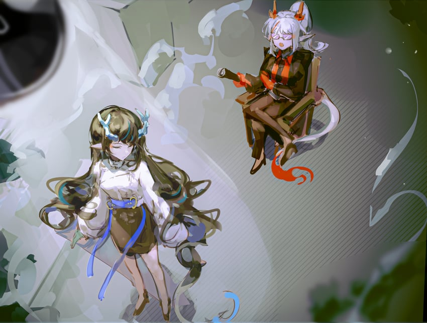 nian and dusk (arknights and 1 more) drawn by yoyoseafish