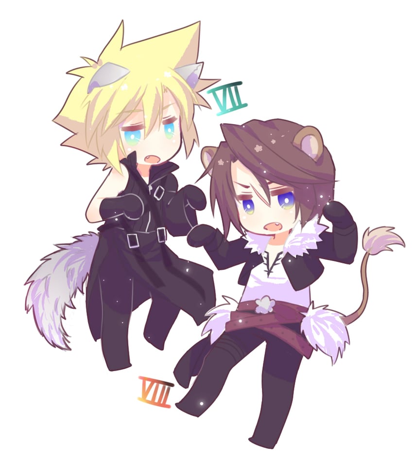 cloud strife and squall leonhart (final fantasy and 4 more) drawn by pentacle_dark