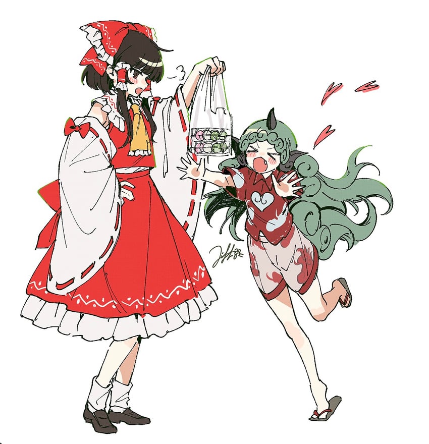 hakurei reimu and komano aunn (touhou) drawn by jill_07km